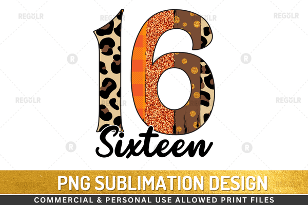 16 Sixteen Sublimation Design Downloads, PNG Transparent