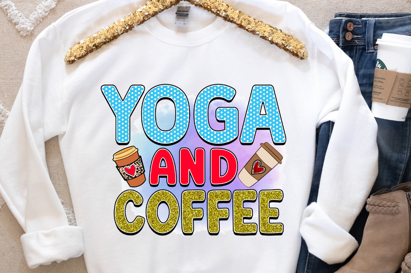 Yoga and coffee Sublimation PNG, Coffee Sublimation Design