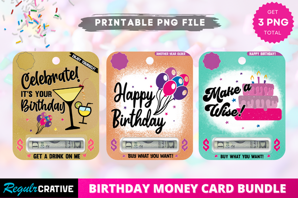 Birthday Money Card PNG Bundle