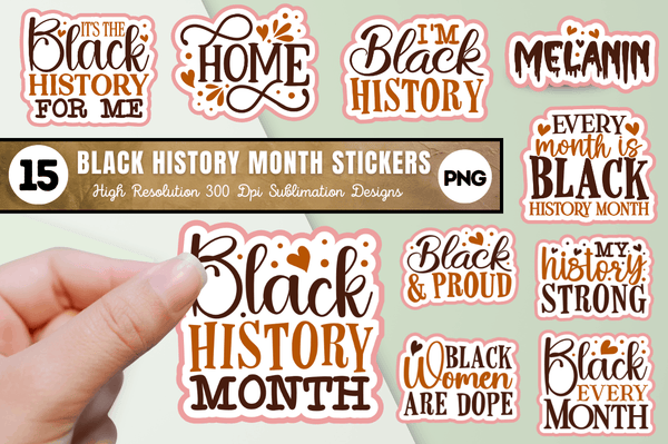 Black History Month  Sublimation Stickers Bundle