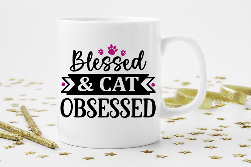 Blessed & cat obsessed SVG