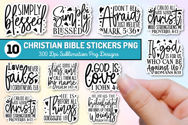Christian Bible Verse Sublimation Stickers Bundle