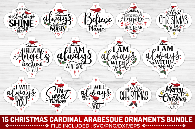 Christmas Cardinal Arabesque SVG Bundle
