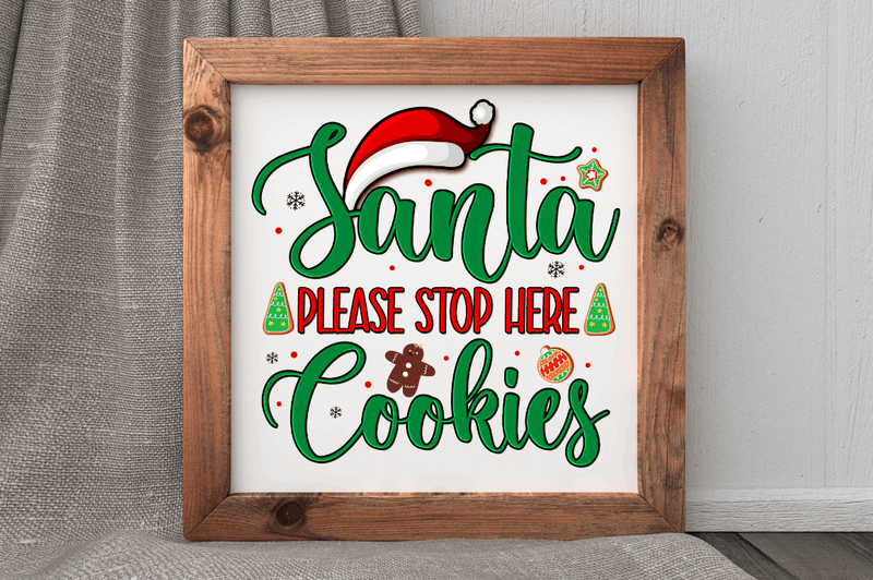 Santa please stop here cookies Sublimation PNG, Christmas Sublimation Design
