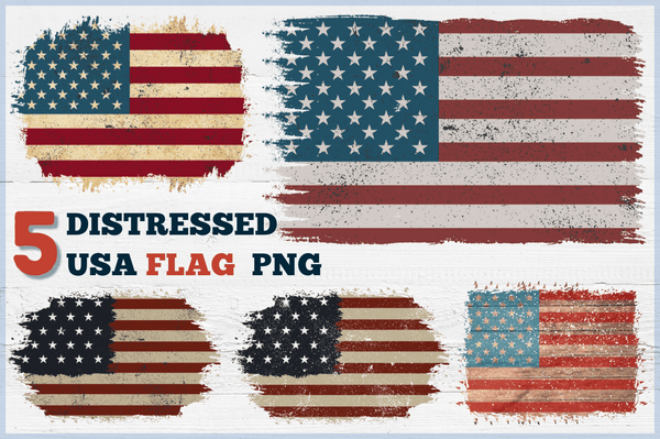 Distressed USA Flag PNG Bundle