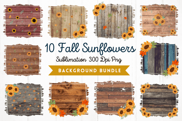 Fall Sunflowers Sublimation Background bundle