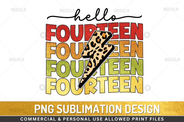 Hello fourteen Sublimation Design Downloads, PNG Transparent