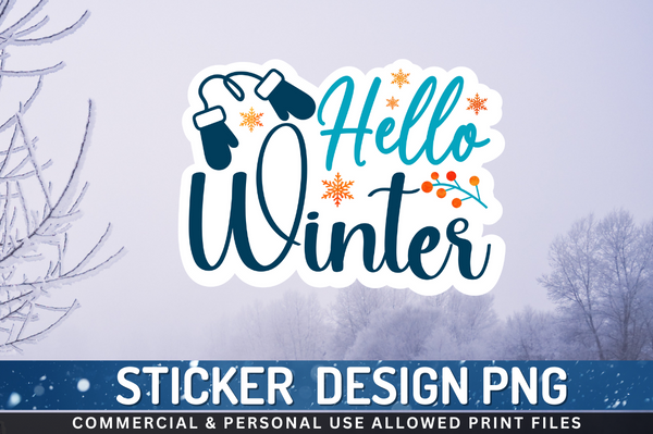 Hello winter Sticker PNG Design, Winter png