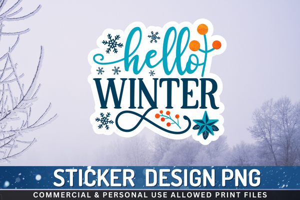 Hello winter Sticker PNG Design Downloads, PNG Transparent