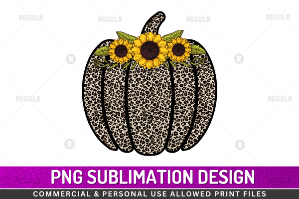 Leopard Pumpkin Sunflower Sublimation Design PNG File