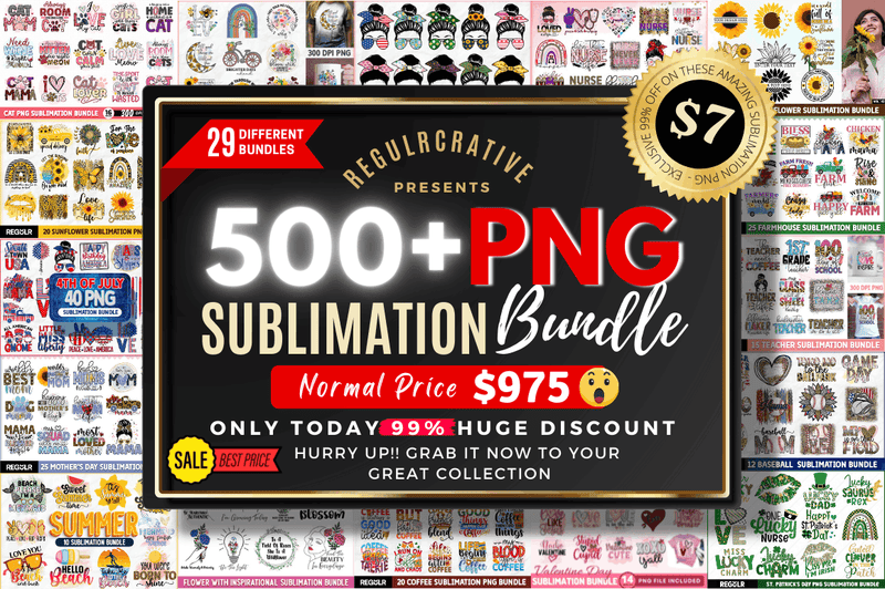 Big Sublimation Bundle | HUGE Sublimation Bundle - 500 DESIGNS