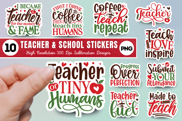 Teacher & School Sublimation Stickers Bundle