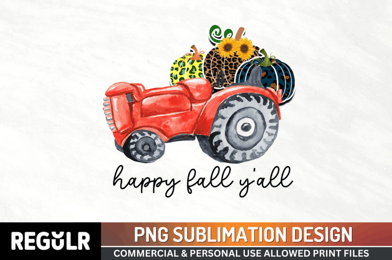 Happy fall y'all Sublimation PNG, Vintage Autumn Sublimation Design