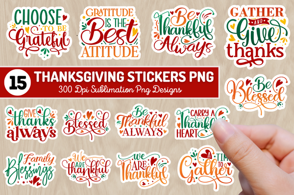Thanksgiving Stickers Sublimation Bundle