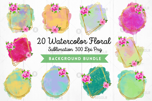 Watercolor Floral Sublimation Background Bundle