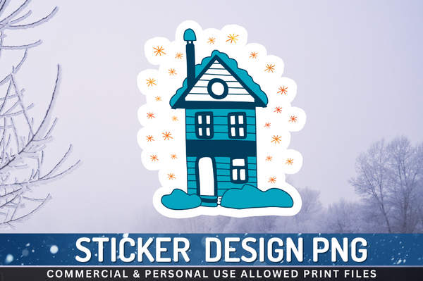Winter Home Clipart Sticker PNG Design Downloads, PNG Transparent