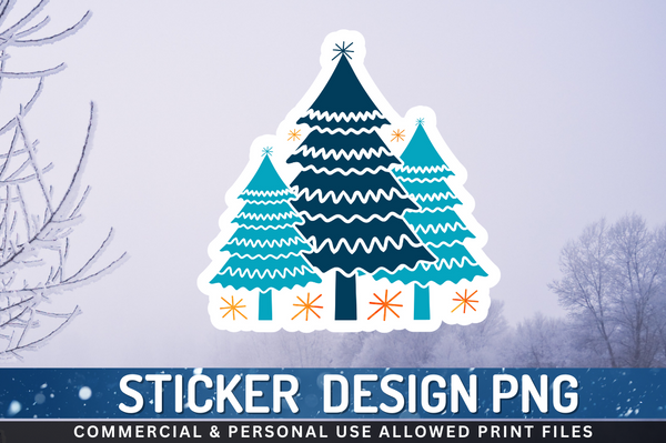 Winter Tree Clipart Sticker PNG Design Downloads, PNG Transparent