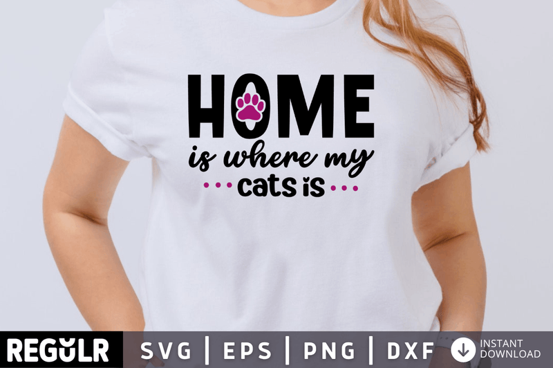 Home is where my cats is SVG Cut File, Cat Lover Quote