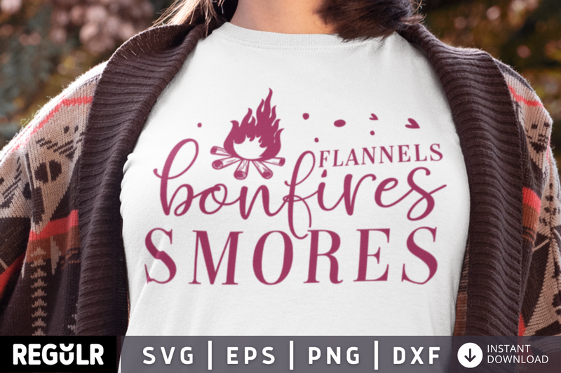 Flannels bonfires smores SVG, Fall SVG Design