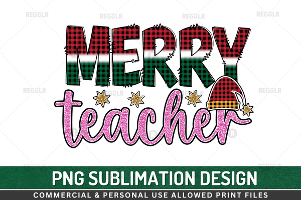 merry teacher  Sublimation PNG, Christmas Sublimation Design