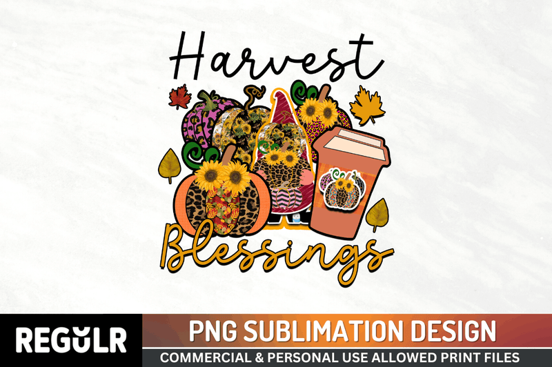 Harvest blessings Sublimation PNG, Vintage Autumn Sublimation Design
